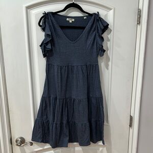 Max Studio Blue Ruffled Tiered Midi Sundress